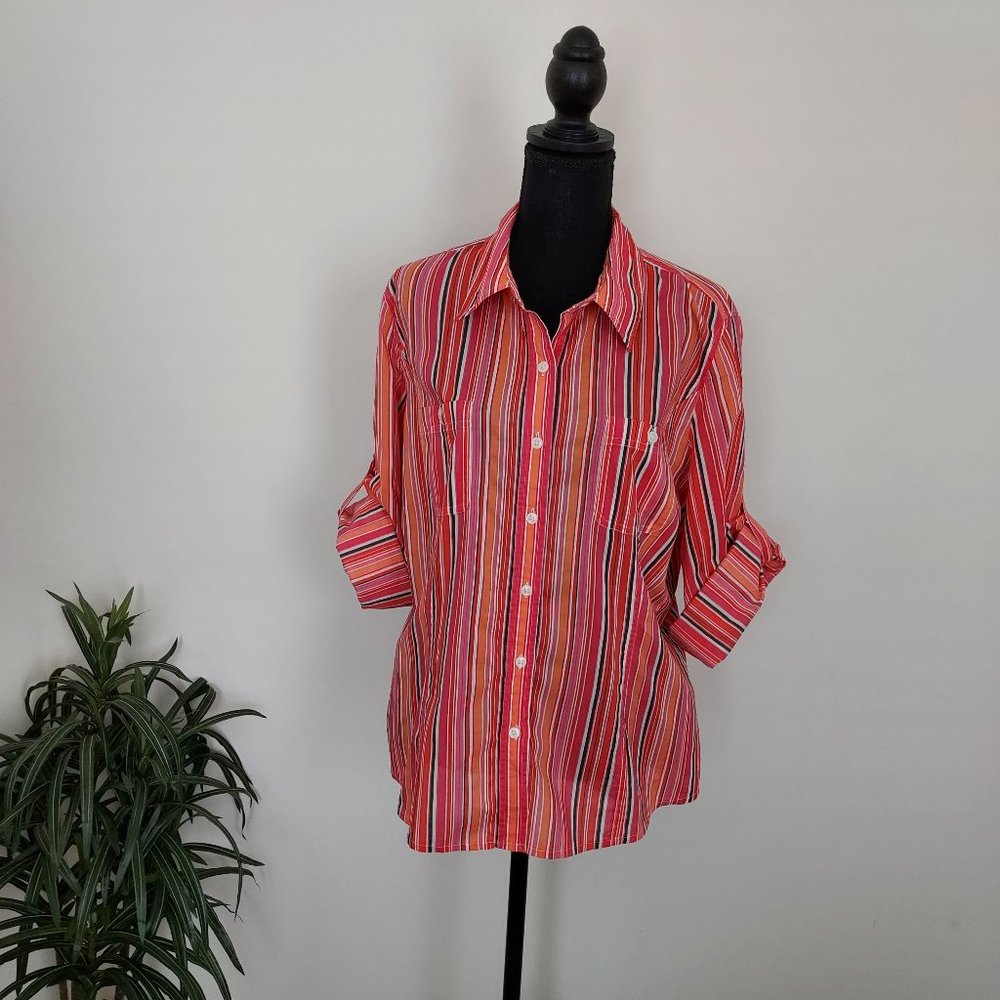 Jones New York Sport Button Down 3/4 Sleeve Blouse